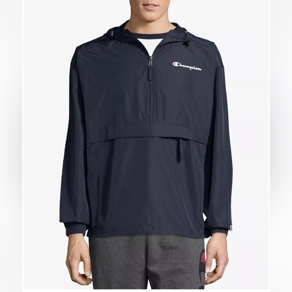 Men's Packable Half-Zip Hooded Water-Resistant Jacket - Picture 2 of 5